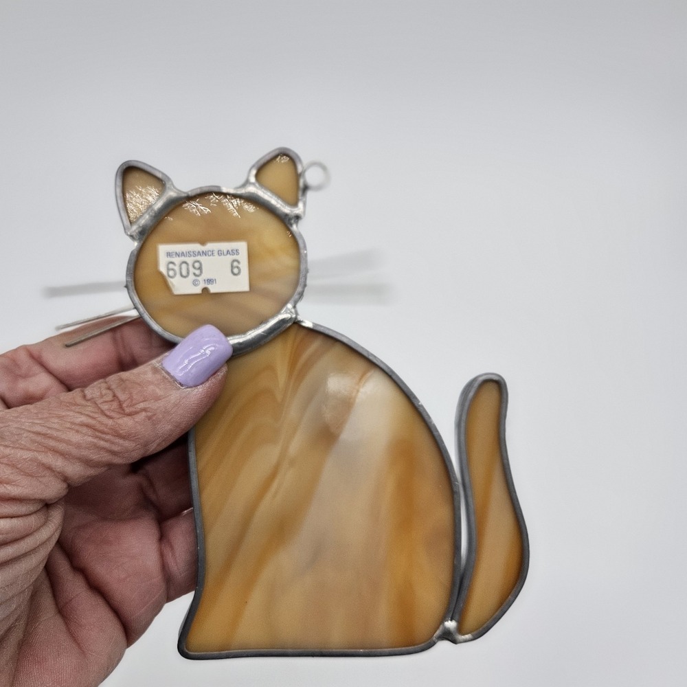 Vintage Renaissance Glass Sitting Cat Suncatcher 1991 - Picture 5 of 7